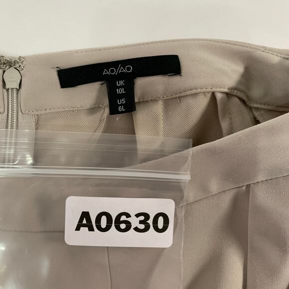 AQ/AQ 6L Long Womens Split Hem January Trouser Beige Front Split Wide Leg - Picture 3 of 9